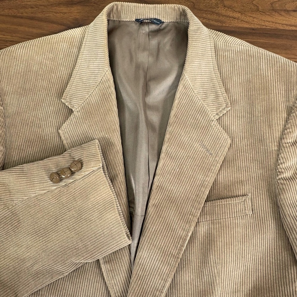 David Taylor Mens 42R Corduroy Blazer Two Button Sport Coat Jacket Beige Tan